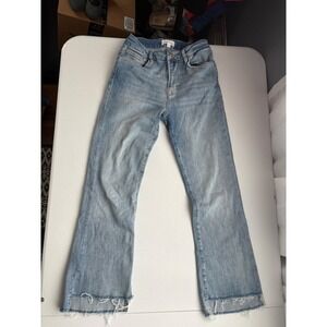 FRAME Le Crop Mini Boot Jeans Frayed Hem Light Wash Denim Size 28